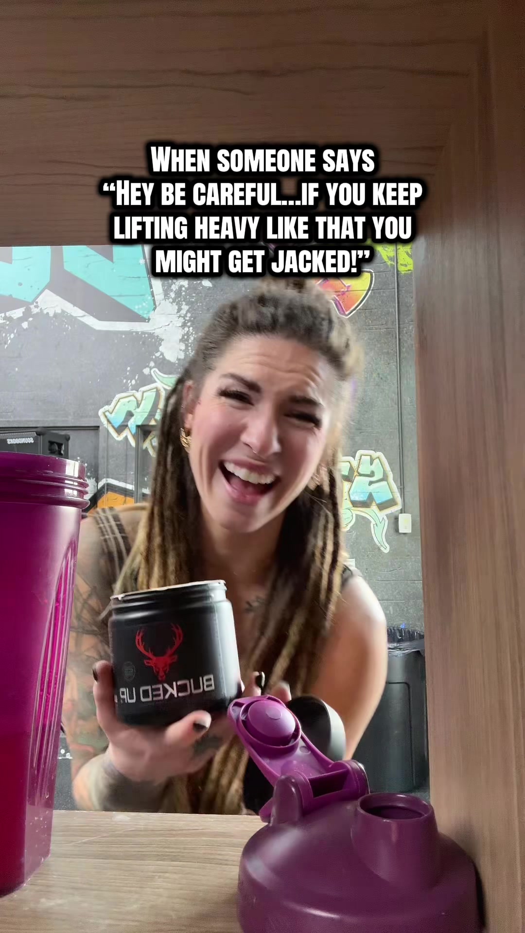 TikTok post by @rissfit_warrior for Bucked Up. Caption reads: [...] 🤣 Code Ninja1 for 20% off all your....