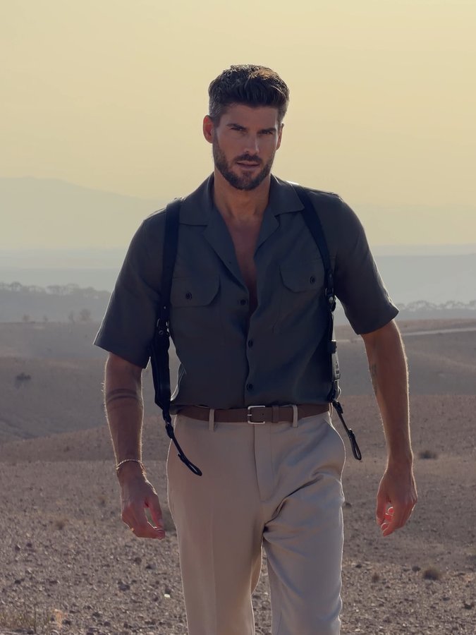 Instagram post by @kevinlutolf for Montblanc. Caption reads: A desert story 🏜️

#travel #world.