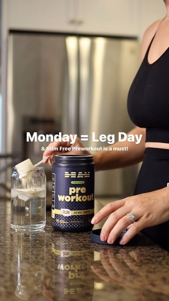 Instagram post by @celestejfitness for Dole. Caption reads: [...] favorite Stim Free Preworkout flavor 🍍 Dole....