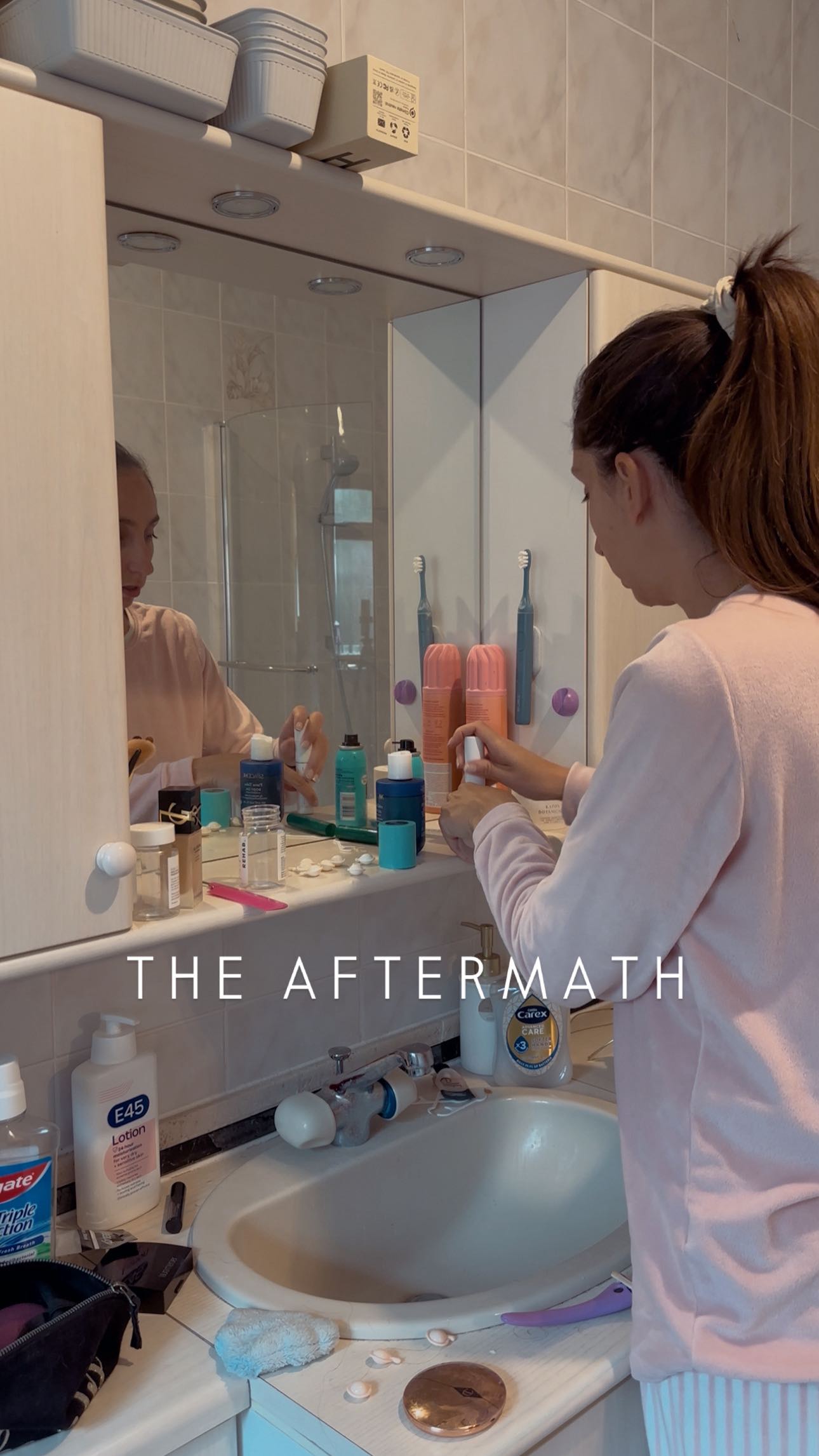 Instagram post by @jemma.solomon for Estrid. Caption reads: Anyone else have a bathroom like mine after a few....