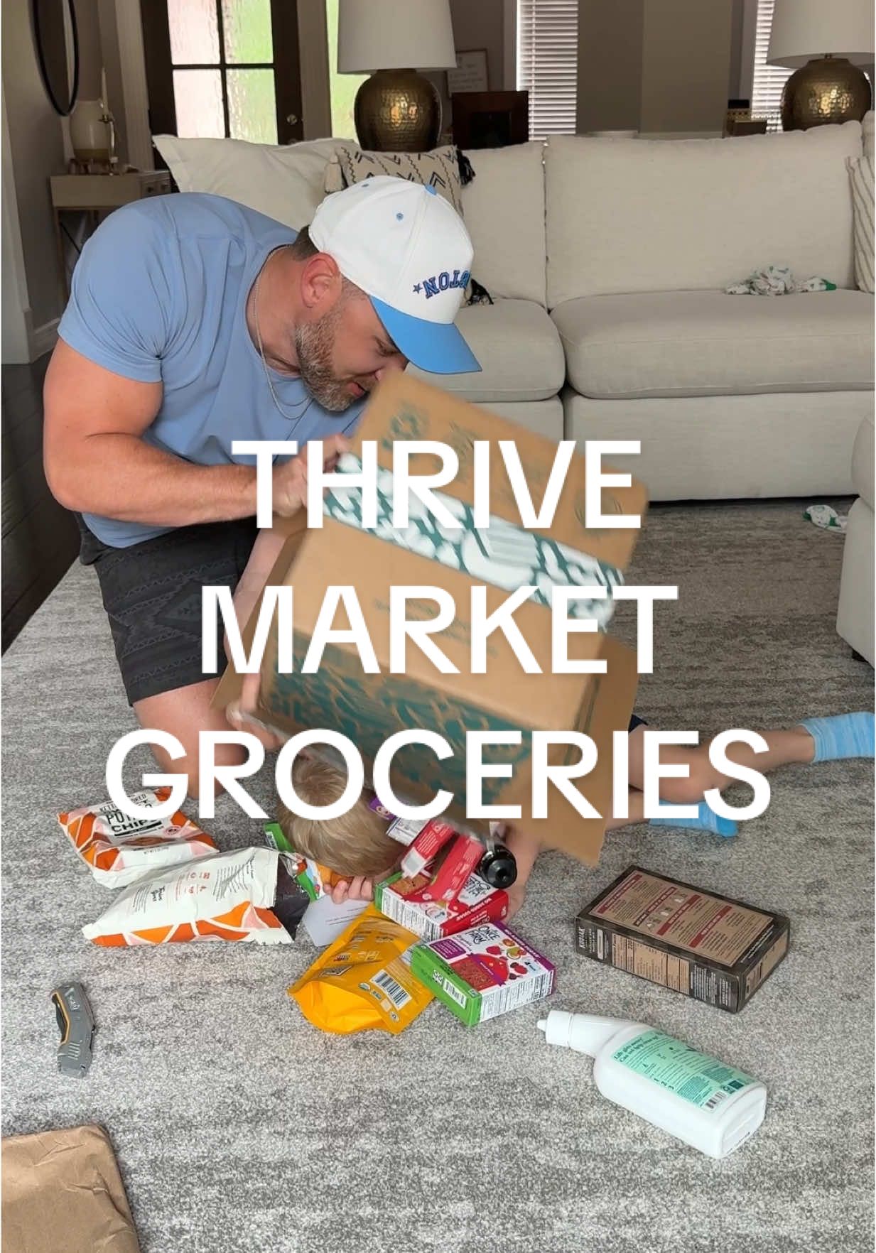 TikTok post by @taylorodlozil for Thrive Market. Caption reads: Weston and I love using @Thrive Market to order....