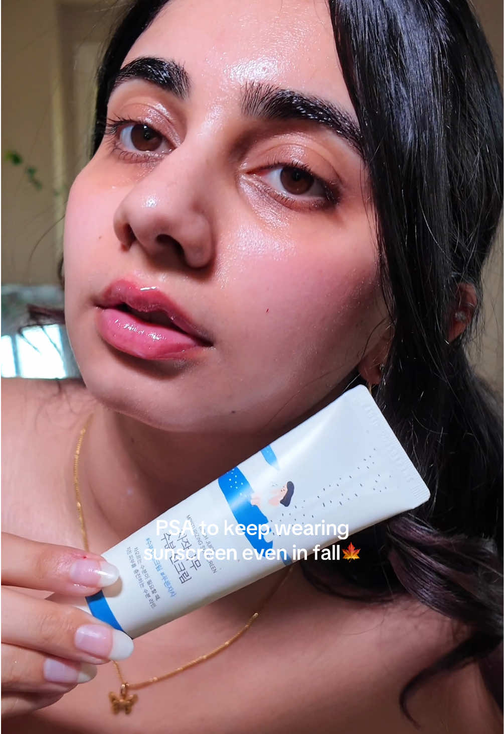 TikTok post by @ishasallll for Round Lab. Caption reads: [...] dewy sunscreen on repeat☀️ @ROUND LAB round....