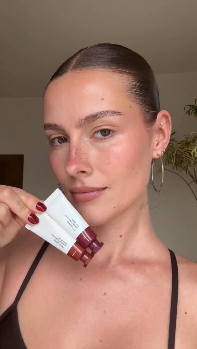 Instagram post by @madisonamateau for Glossier. Caption reads: Bare skin, Cloud Paint, Done @glossier....