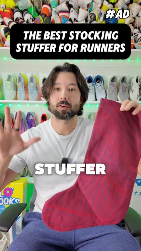 Instagram post by @raddadbodtv for Fuel Goods. Caption reads: Is this the BEST stocking stuffer for runners? I....