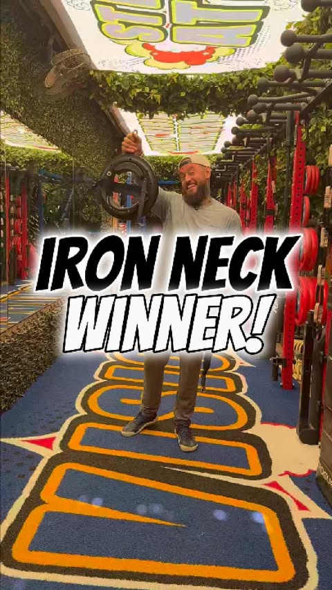 Instagram post by @gluteslide for Iron Neck. Caption reads: Iron Neck giveaway is officially headed to [...].