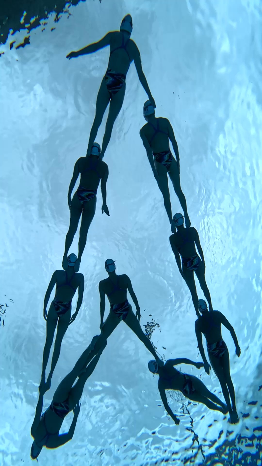 Instagram post by @usaartisticswimming for Speedo USA. Caption reads: When training together takes shape. #GoFullSpeedo.