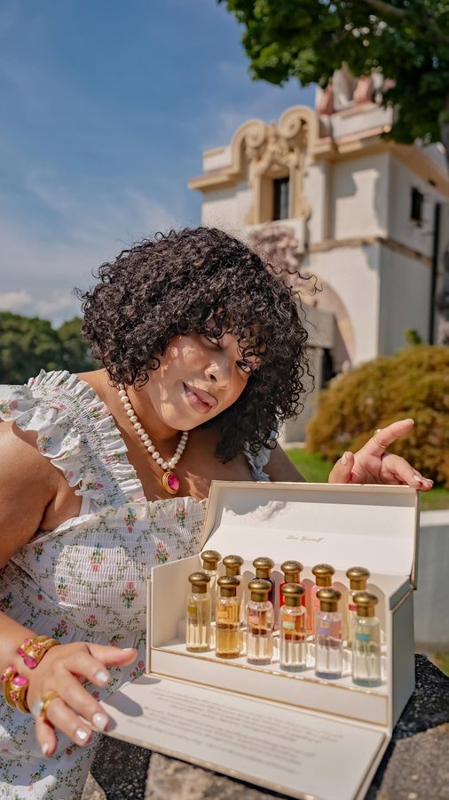 Instagram post by @greivy for Tocca. Caption reads: Celebrating 30 years of @TOCCA ✨
This exquisite....