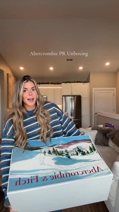 Instagram post by an influencer for Abercrombie & Fitch. Caption reads: @abercrombie ILY!!!!!!! 🫎🫶🏽🥹 #abercrombiehaul....