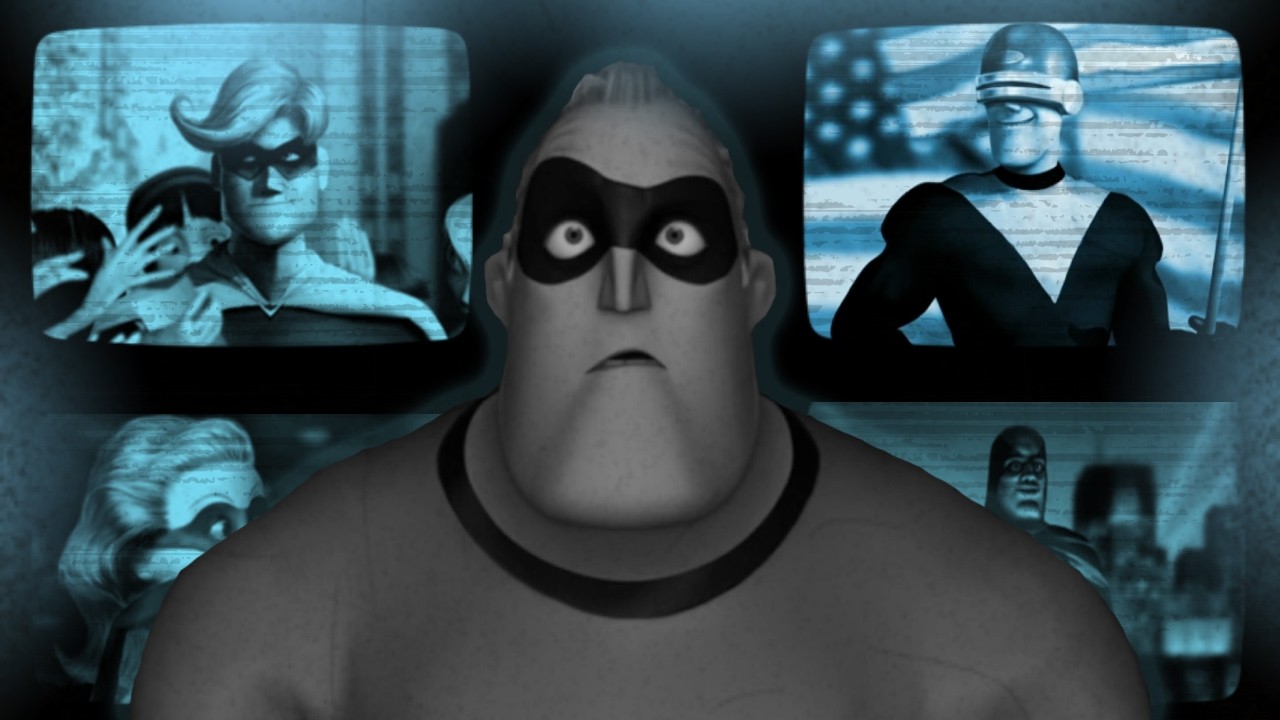 YouTube post by @Cartoonshi for MANSCAPED. Caption reads: The Hidden Lore of The Incredibles (The NSA Tapes).