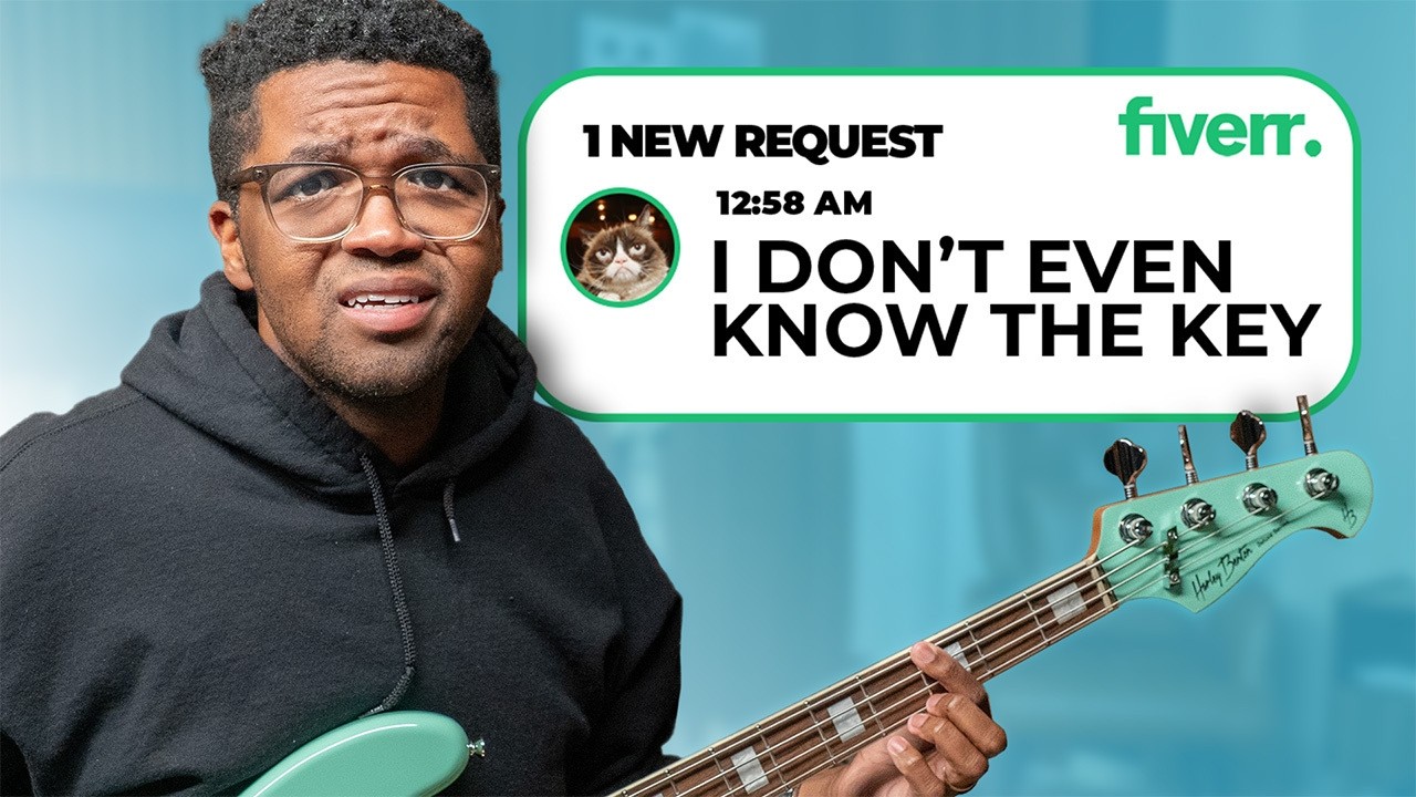 YouTube post by @TravisDykes for Alclair Audio. Caption reads: I Recorded Bass On Random People's Songs for $25.