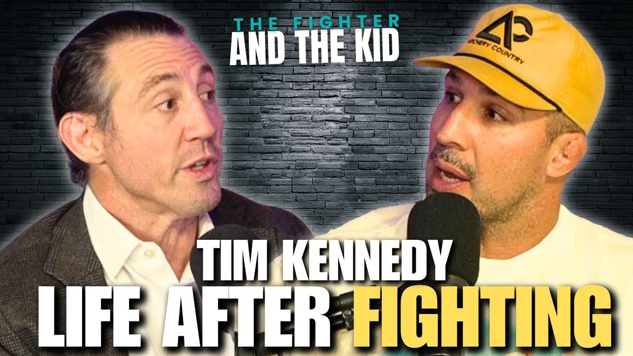 YouTube post by @TheFighterAndTheKid for True Classic. Caption reads: Tim Kennedy on Fighter Pay, Jake Paul vs Joshua,....