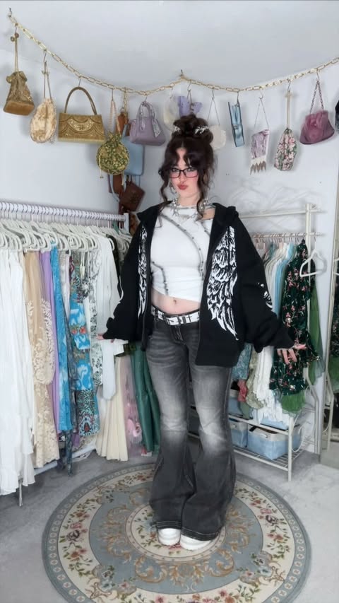 Instagram post by @k.aila.n for Minga London. Caption reads: styling how i imagine a cool girl cyber angel....