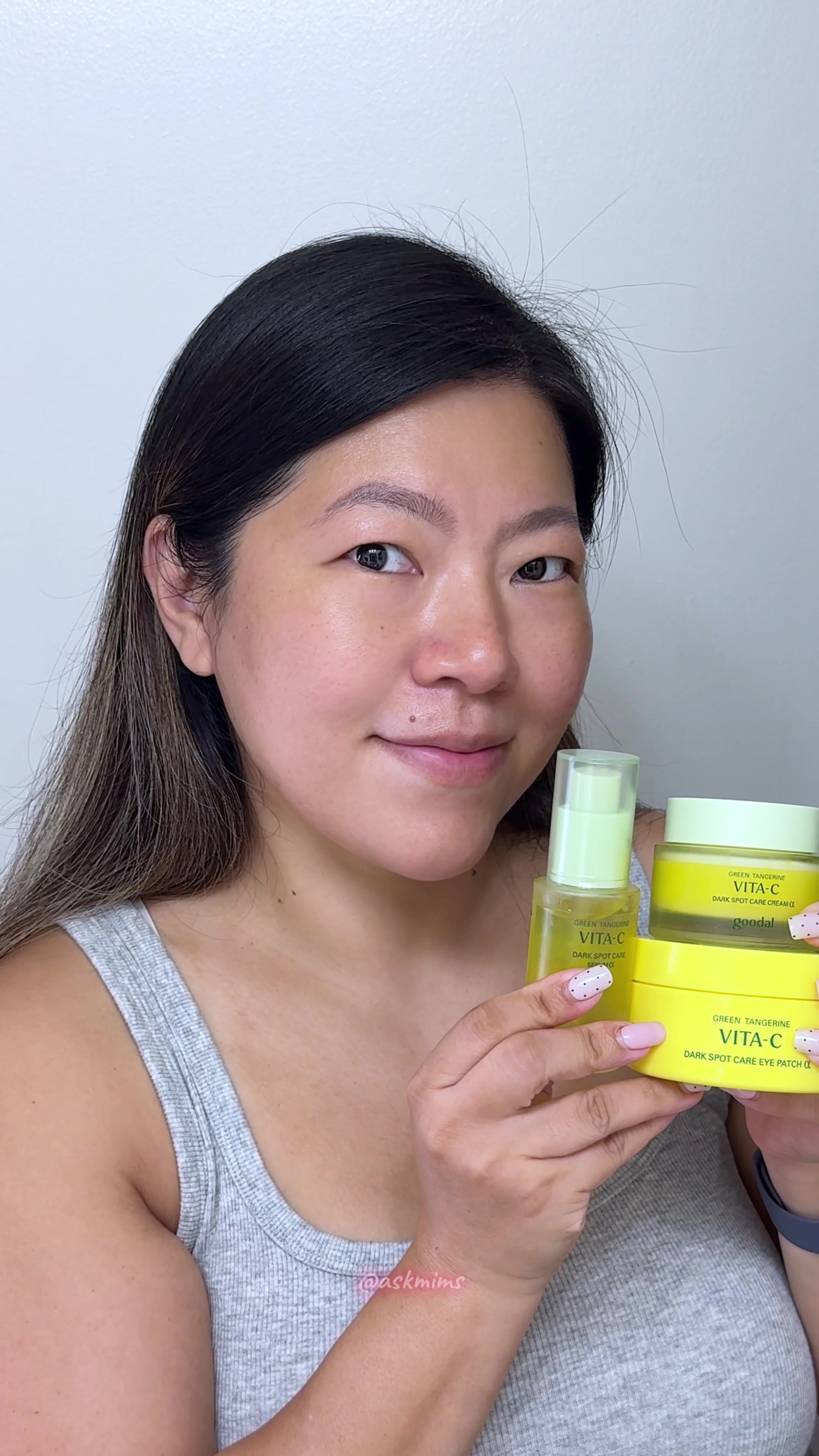 TikTok post by @askmims for Goodal USA. Caption reads: [...] with this Tangerine Vita C Routine! @goodal....