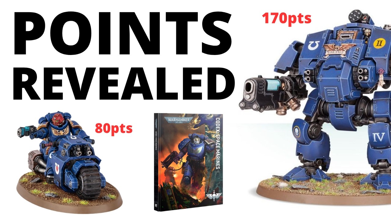 YouTube post by @auspextactics for ELEGOO. Caption reads: Space Marine Codex POINTS REVEALED – How Much for....