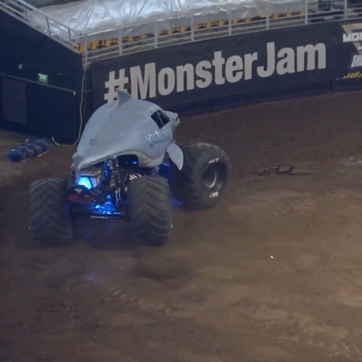 Instagram post by @bgranger2 for Monster Jam. Caption reads: Megalodon Masterclass 🦈 

@BGranger2 takes....