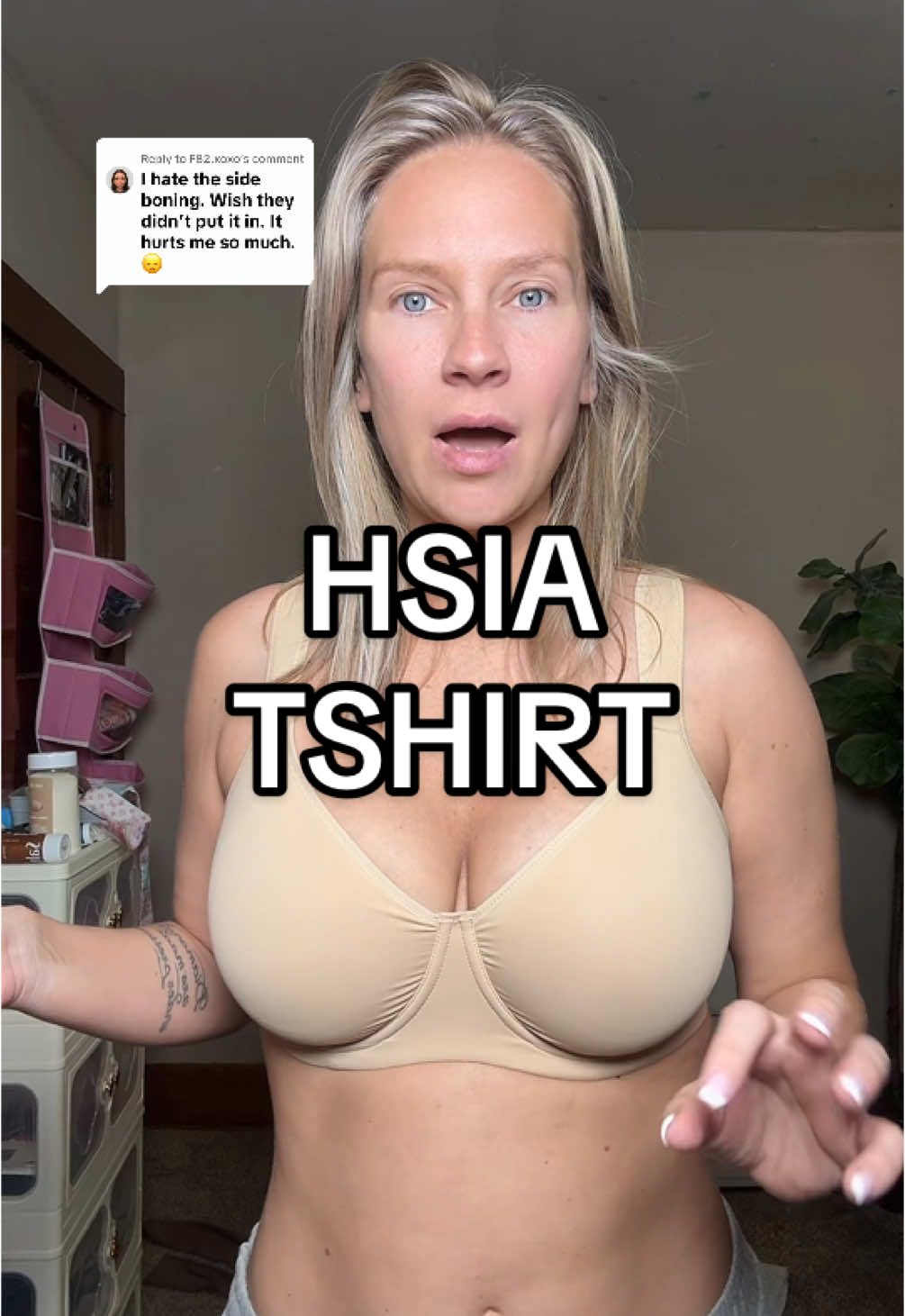 TikTok post by @jennymichelleofficial for HSIA Lingerie. Caption reads: Replying to @F82.xoxo @Hsia-Bras a minimizing with....