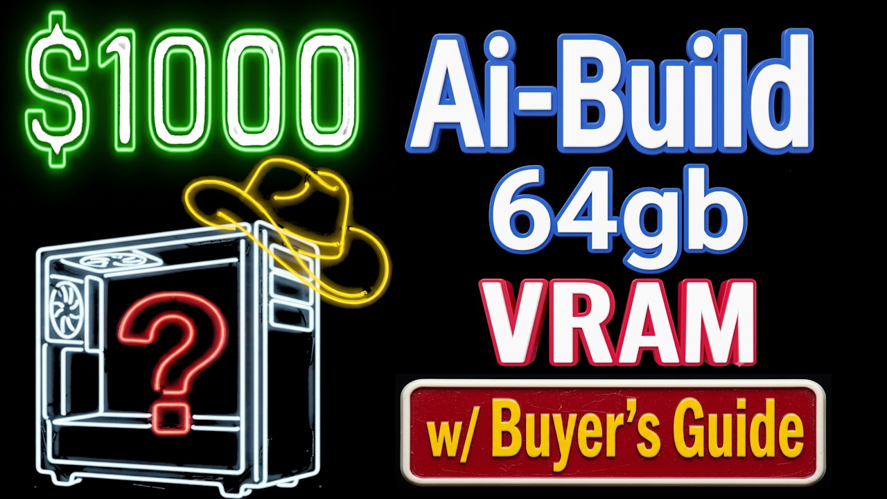YouTube post by @CountryBoyComputers for Thingiverse. Caption reads: How To: 64gb Home Ai-Server for under $1000? *with....