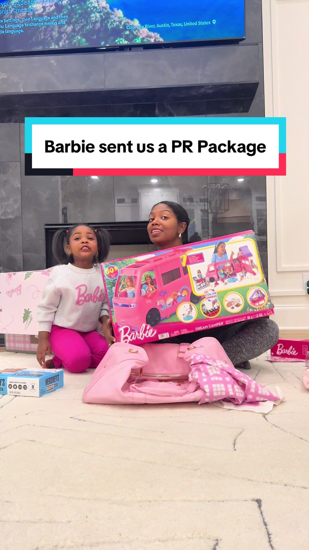 TikTok post by @thesalesfamily_ for Mattel. Caption reads: [...] We were gifted the coolest toys sent by....