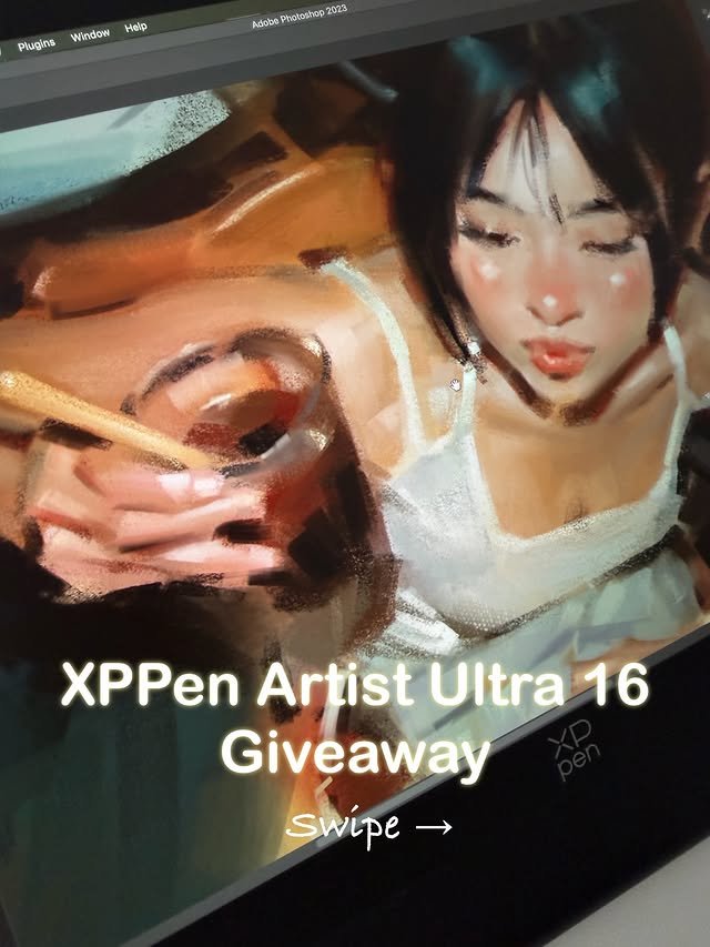 Instagram post by @9brookskim for XPPen. Caption reads: I’m giving away one XPPen Artist Ultra 16. To....