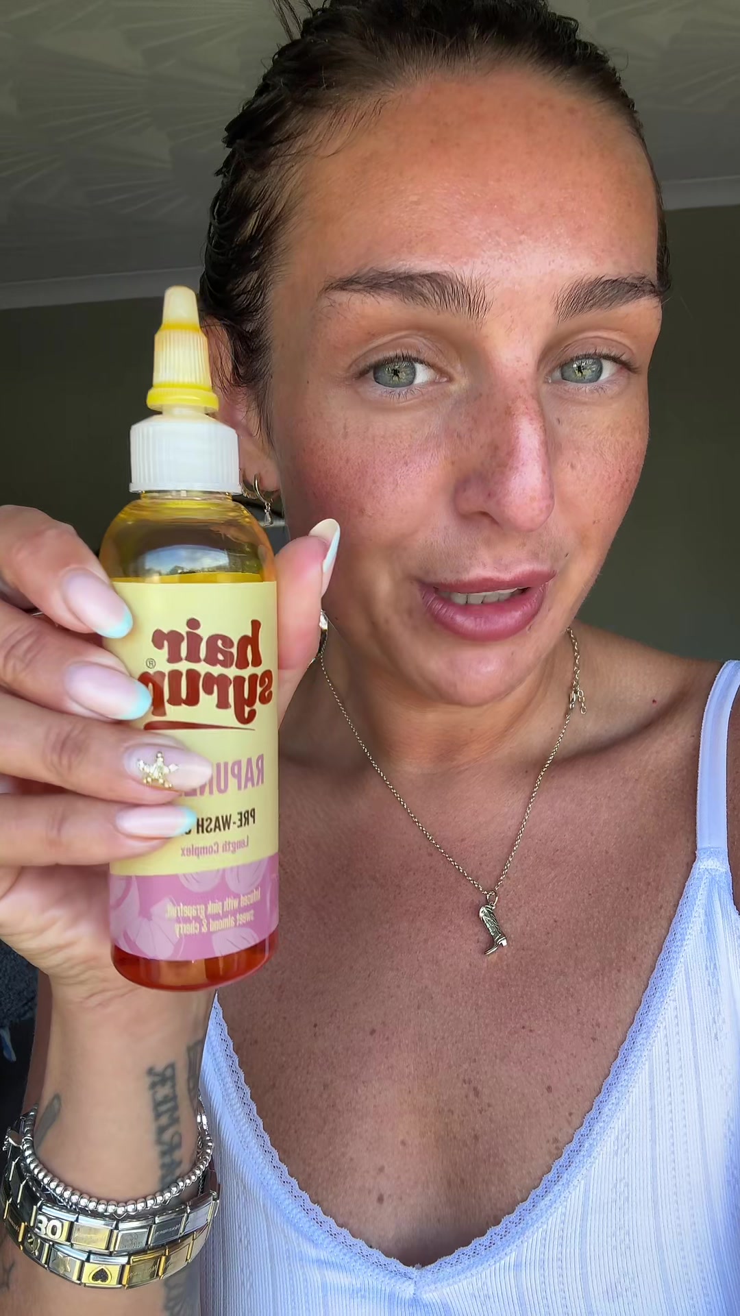 TikTok post by @melissamcavoy7 for Hair Syrup. Caption reads: [...] is the goal then you need to try this....