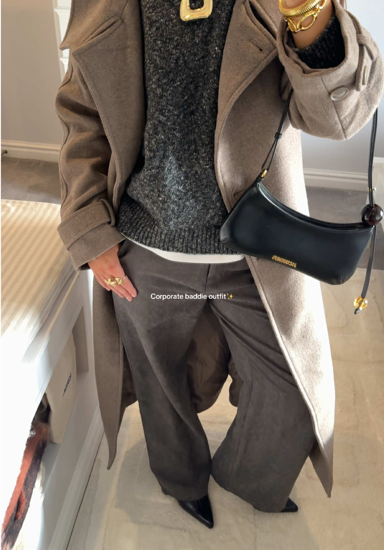 TikTok post by @amberreenie for Sisters And Seekers. Caption reads: [...] knit & Kennedy ash trousers!!! @Sisters and....