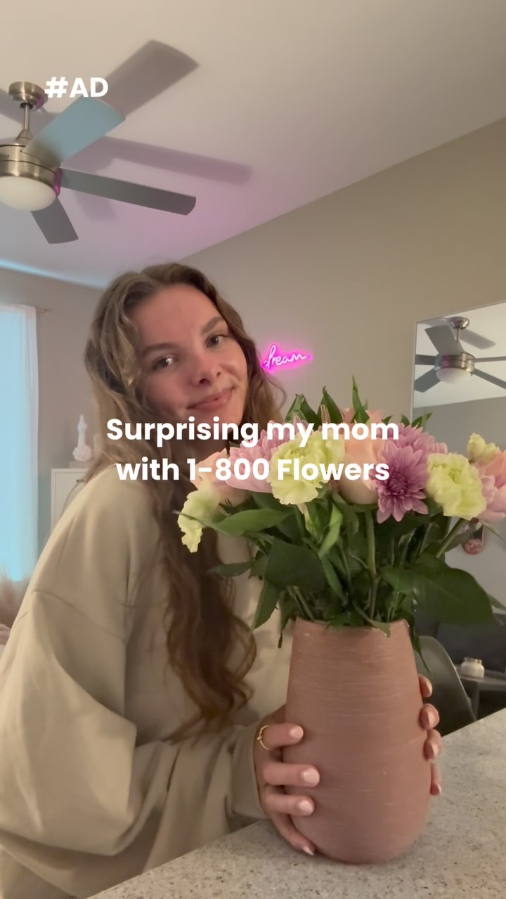 Instagram post by @avavickers_ for 1800Flowers. Caption reads: Just in time for Mother’s Day! I partnered with....