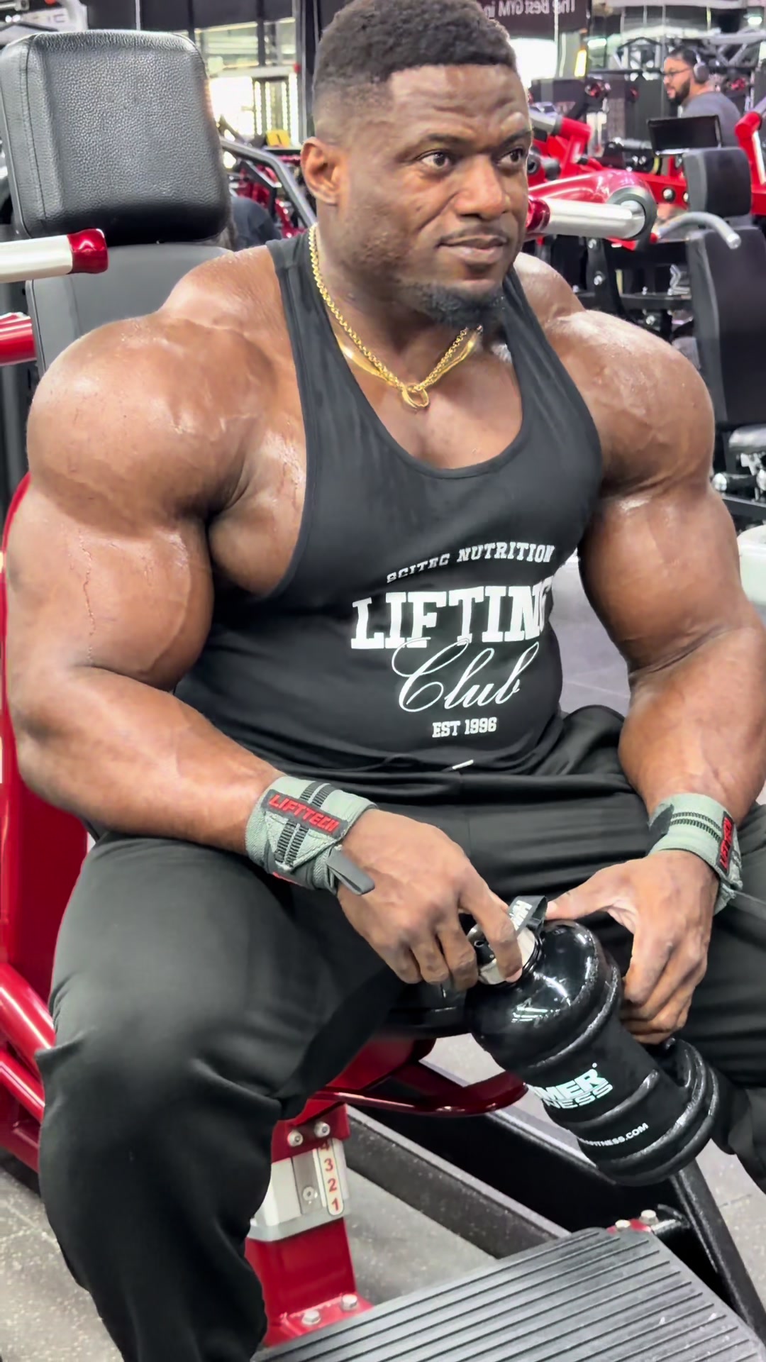 TikTok post by @andrewjacked for Scitec Nutrition. Caption reads: Physique check  @Scitec Nutrition Official  #chest....