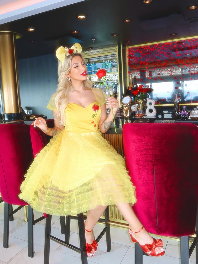 Instagram post by @erikagoestodisney for Unique Vintage. Caption reads: [...] princess wearing this dress from....
