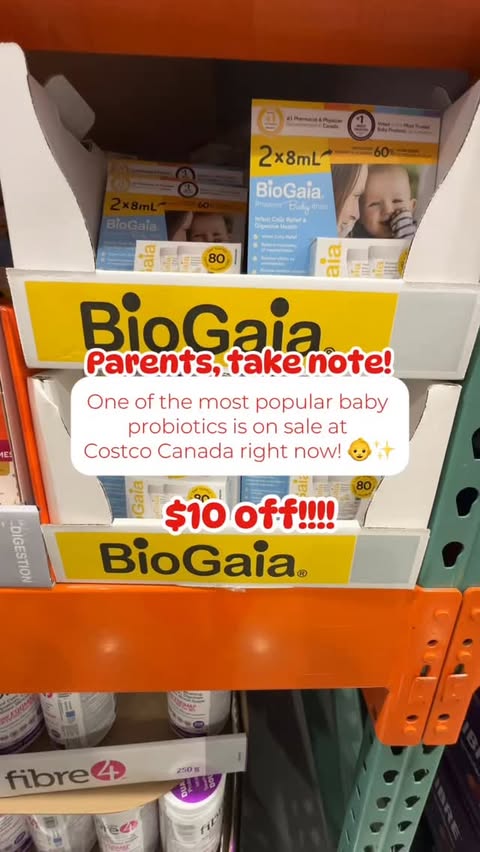 Instagram post by @costcofindscanada for BioGaia. Caption reads: [...] sale at Costco Canada right now! 👶✨ ‌....