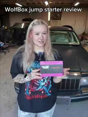 TikTok post by @kytechauto for WolfBox. Caption reads: Ngl I’m impressed ! #wolfbox #jumpstarter....