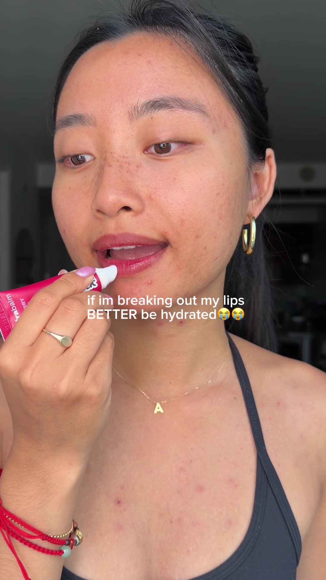 TikTok post by @_alliechen for ChapStick. Caption reads: [...] at least my dry lips are an easy fix....