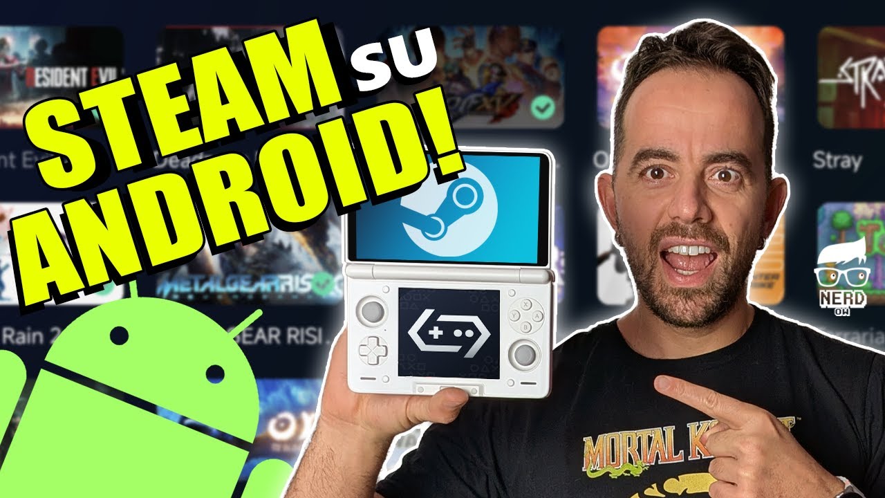 YouTube post by @OnceWereNerd for Divoom. Caption reads: LET'S TRY STEAM ON ANDROID! GAMEHUB Guide..