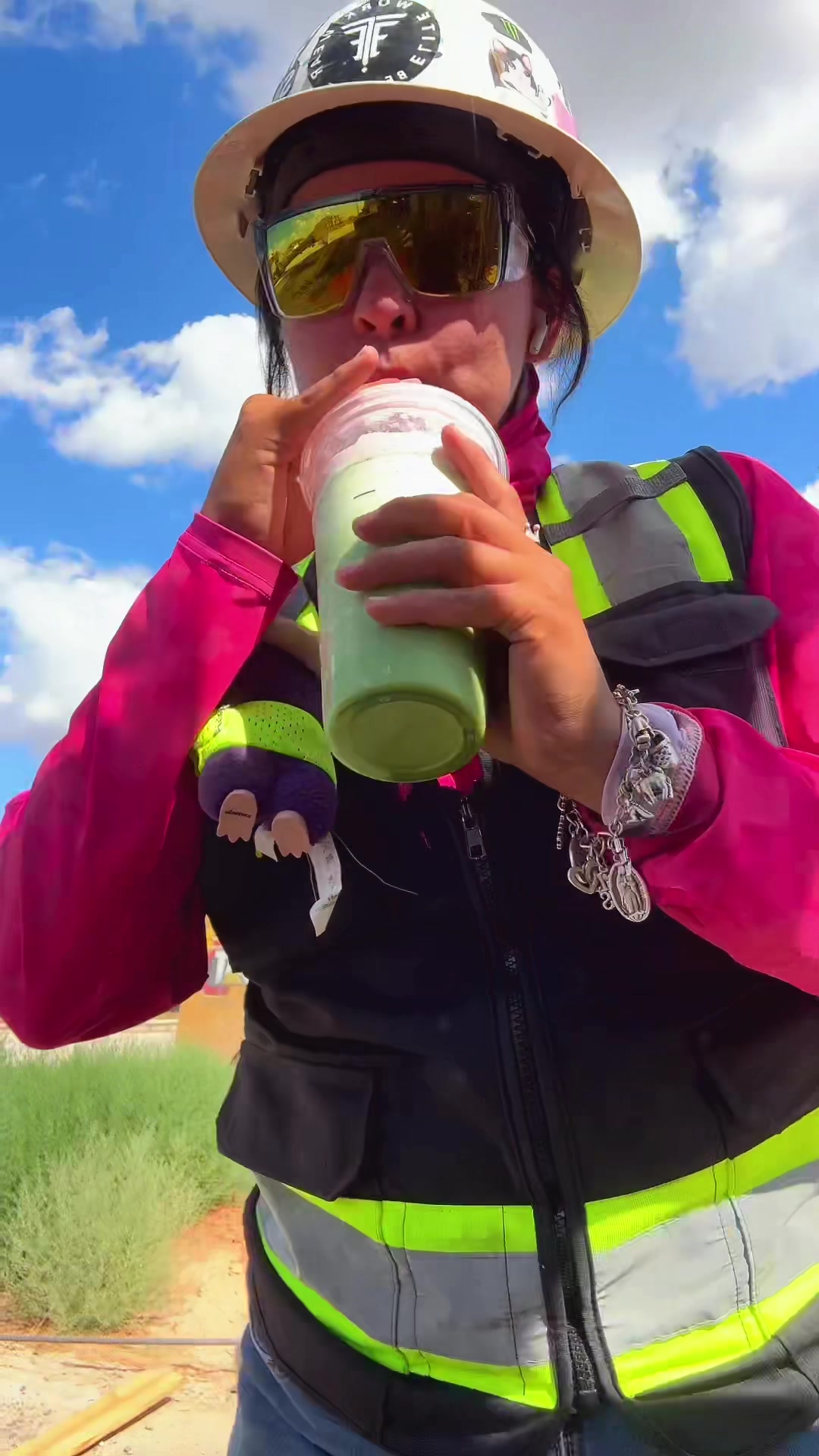 TikTok post by @haileeyy.renee for Bomber Eyewear. Caption reads: [...] never see me without a matcha or my @Bomber....