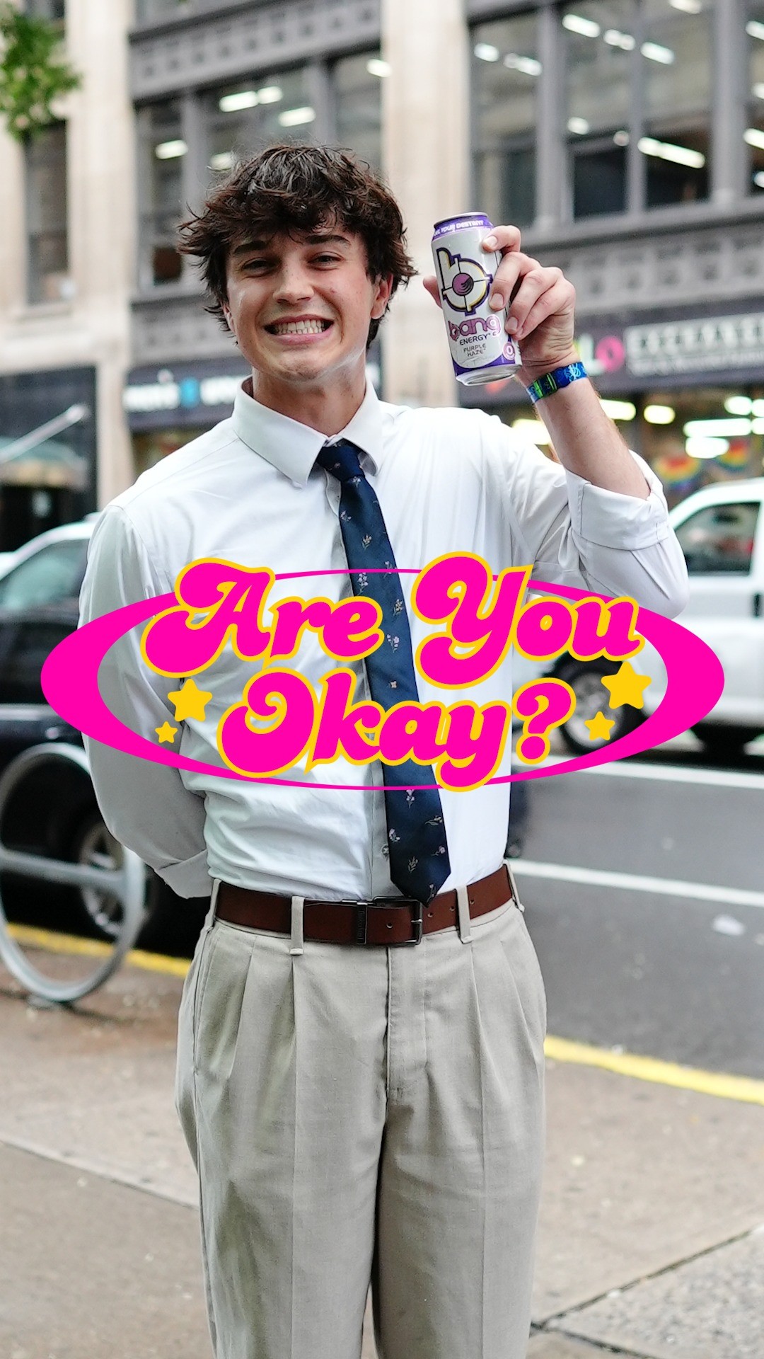 Instagram post by @areyouokayshow for Bang Energy. Caption reads: 'wanna @bangenergy?' ⚡️ #brandpartner

(with....