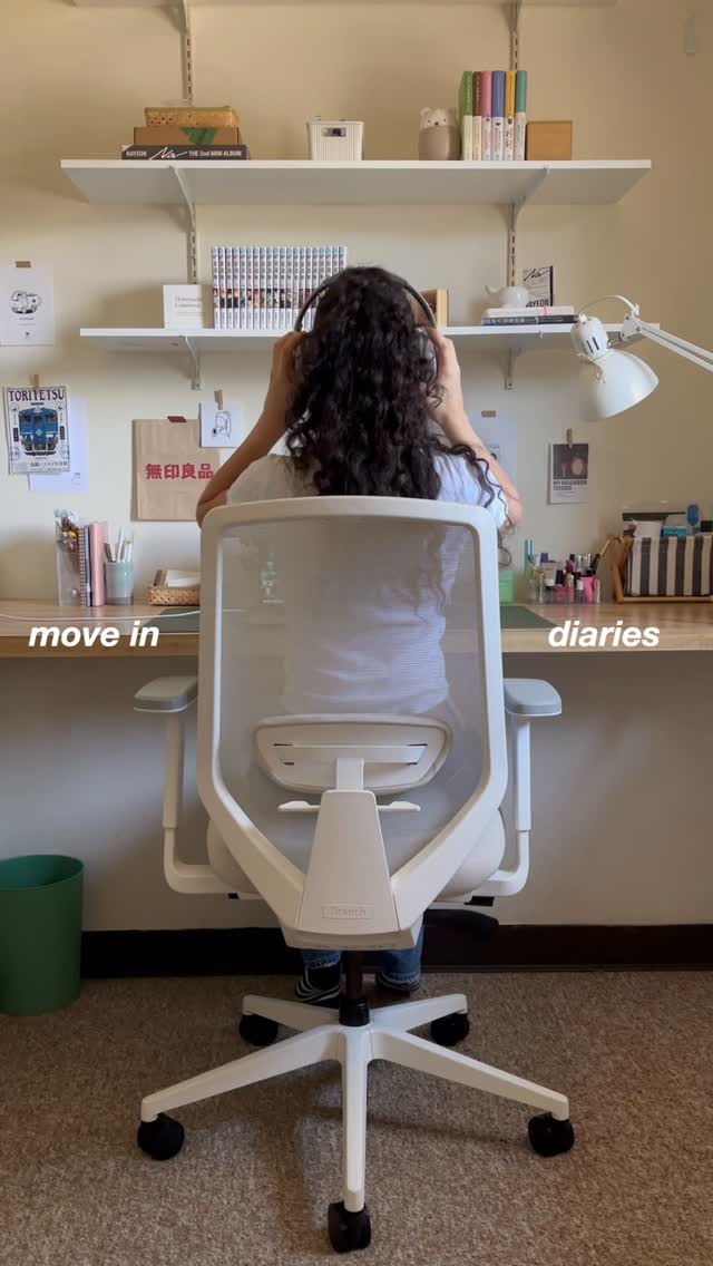 Instagram post by @kikos.corner for Branch Furniture. Caption reads: set up my new desk with me ₊˚⊹⋆

moved into my....