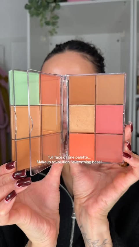 Instagram post by @hanstluce for Makeup Revolution. Caption reads: £12.99 base face palette that is meant to be able....