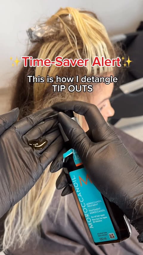 Instagram post by @hair_by_oana for Moroccanoil Professionals. Caption reads: ✨ Time-saver alert! ✨

Step 1: Add 2-3 pumps of....