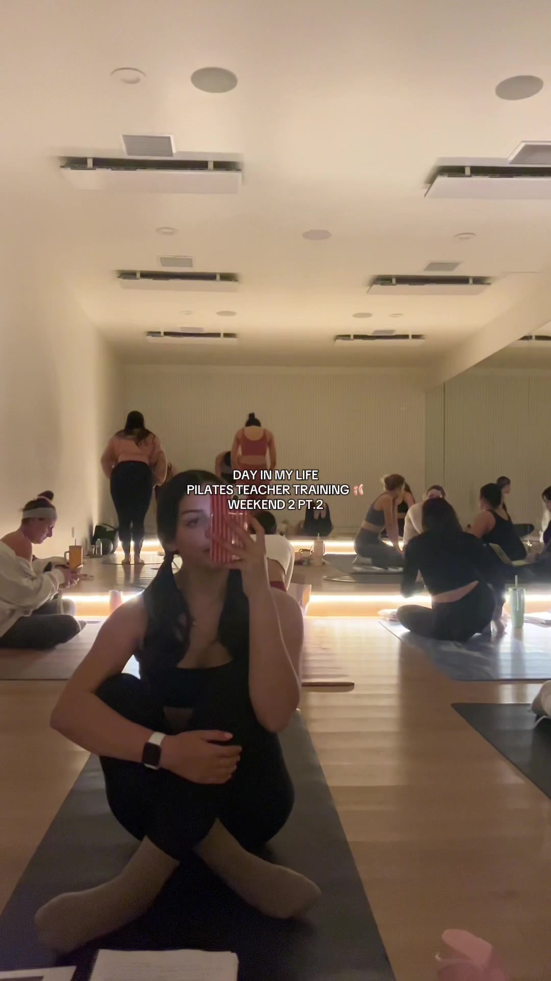 TikTok post by @lexiandcove for Notion. Caption reads: Pilates Teacher Training Weekend Two 🩰 @Notion....