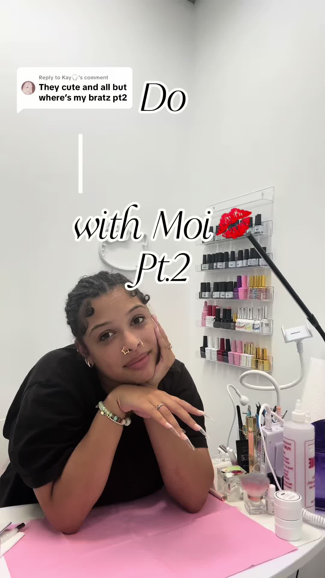 TikTok post by @_princesssimone for Bratz. Caption reads: [...] part.2💋 I hope you enjoy! 😊 #gelxnails....