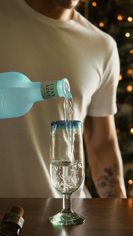 Instagram post by @jairwoo for Casa Azul Spirits. Caption reads: Celebrating the season with Casa Azul Organic....