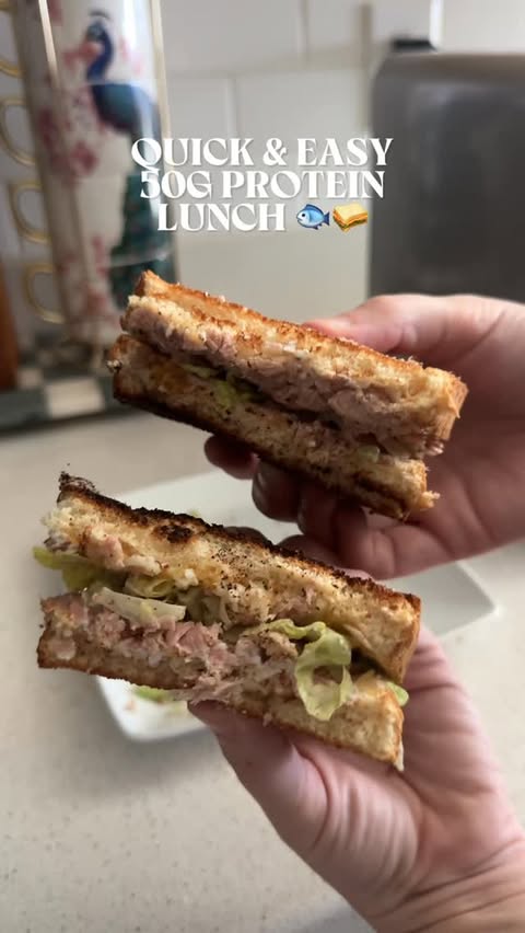 Instagram post by an influencer for Safe Catch. Caption reads: High-protein lunch using @safecatchfoods 🐟 Over....
