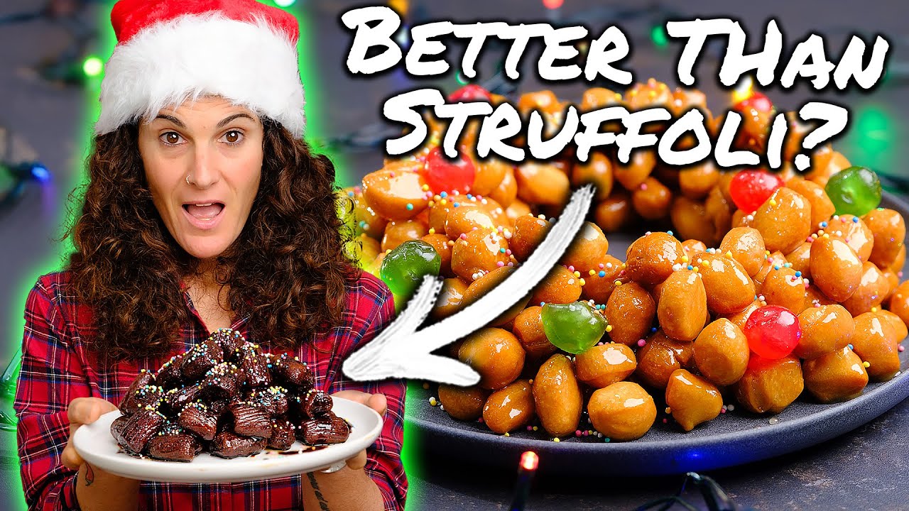 YouTube post by @PastaGrammar for Holzkern. Caption reads: How to Make PERFECT Struffoli (and what you might....