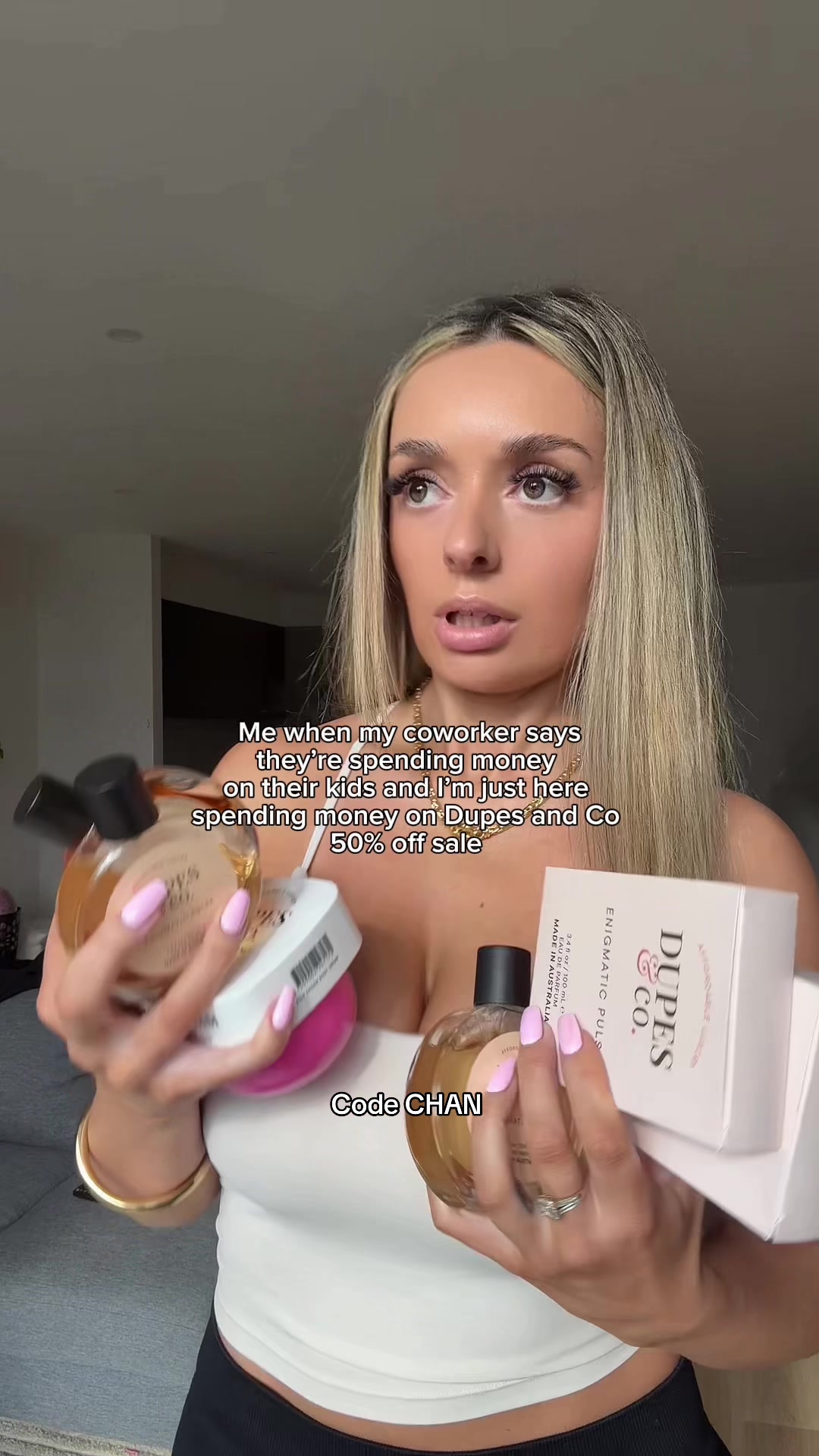 TikTok post by @chantelleslife for Dupes & Co.. Caption reads: Like miss girl I’m just trying to buy designer....