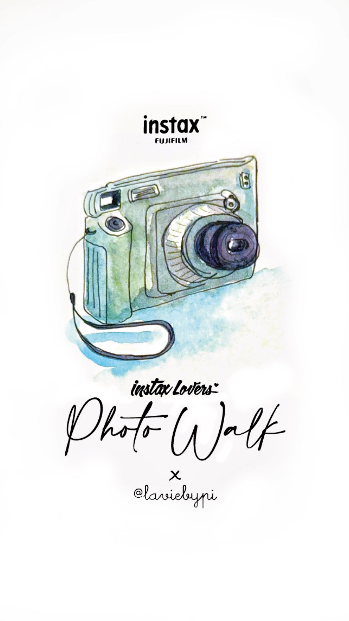 Instagram post by @laviebypi for Instax. Caption reads: If only I could tell my 18 year old self, holding....