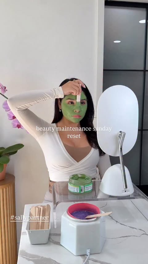 Instagram post by @angelaaxrenee for Sally Beauty. Caption reads: sundays as a diy girly NYE prep 🧖🏻‍♀️✨🪩with....