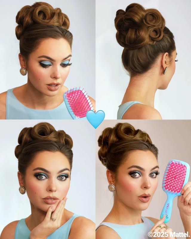 Instagram post by @jackiewyers for FHI Heat. Caption reads: [...] the new Barbie x UNbrush collection by....
