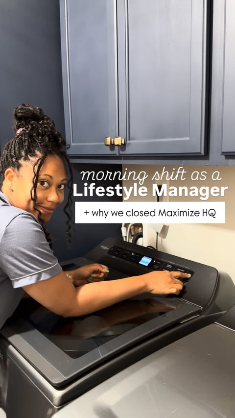 Instagram post by @maeghanjones for Whirlpool. Caption reads: Let’s Work & Catch Up 😌 Today we are handling … •....