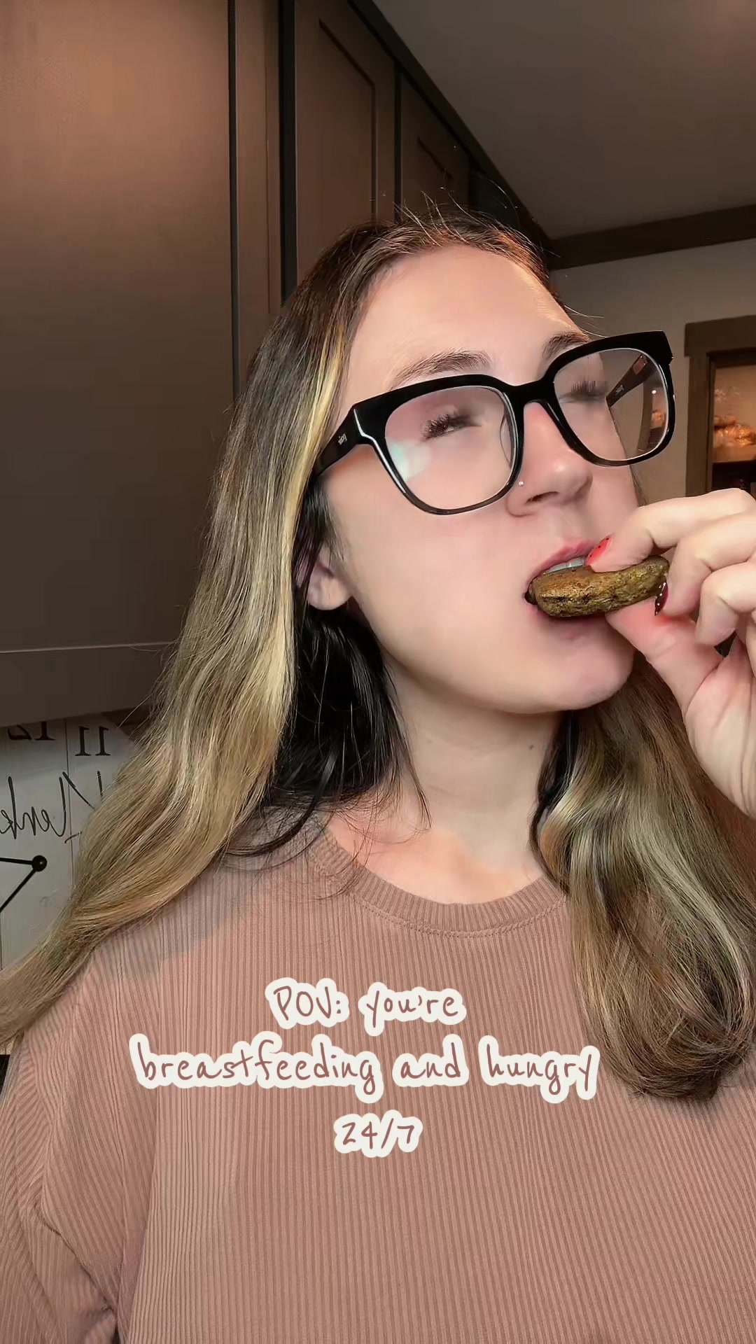 TikTok post by @carlyklenklen for BOOBIE* Superfoods. Caption reads: The lactation snack I keep reaching for 🤩....