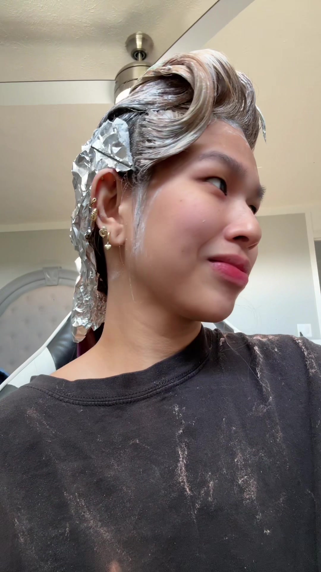 TikTok post by @kath_dela for oVertone Color. Caption reads: I wanted to try a new haircolor with @oVertone....