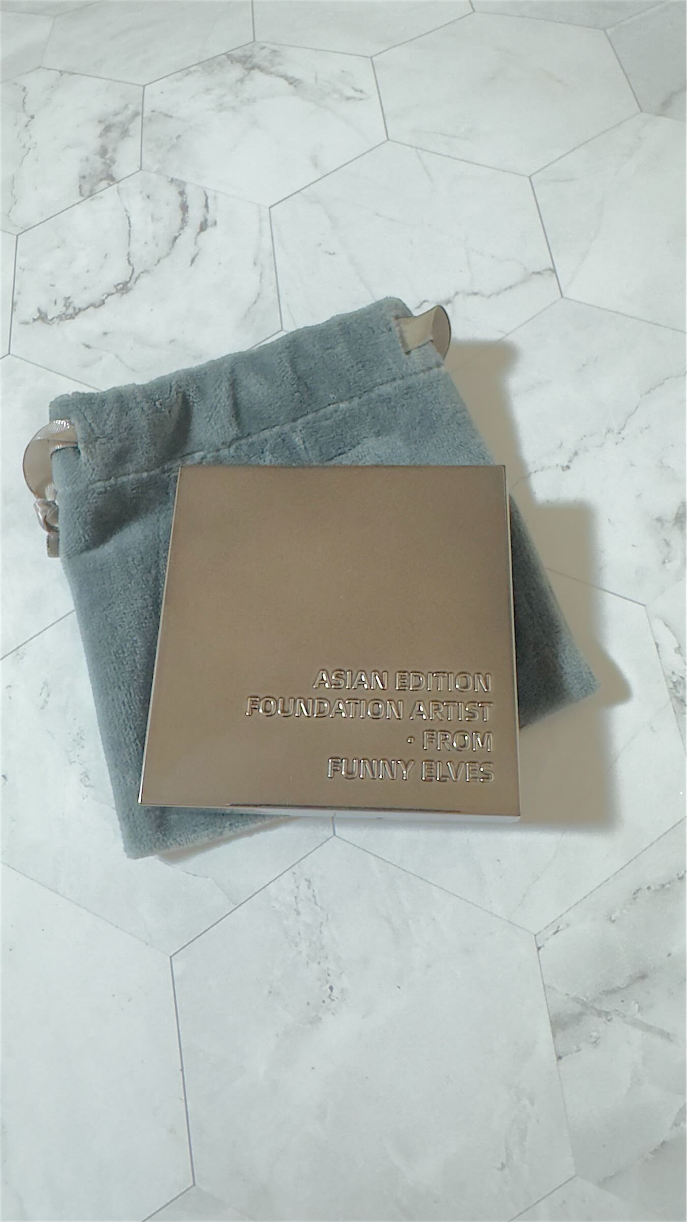 Instagram post by @dakotashawne for Funny Elves. Caption reads: Funny Elves Soft Matte Pressed Powder FUNNY [...].
